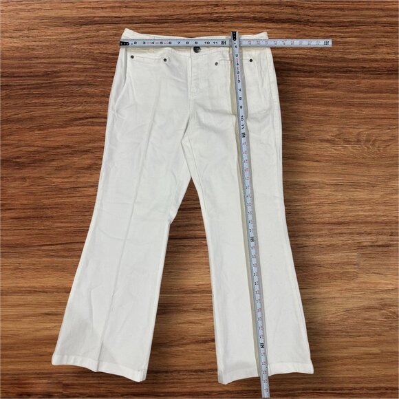 INC White Embroidered Flare Jeans Womens Petite 12P Stretch Comfort Wide leg - Picture 7 of 10